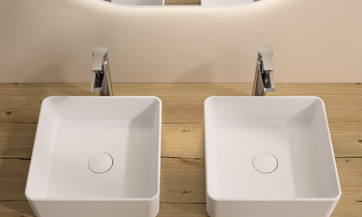 Hera Square.Lavabo  sobre-encimera 38 x 38 cm.